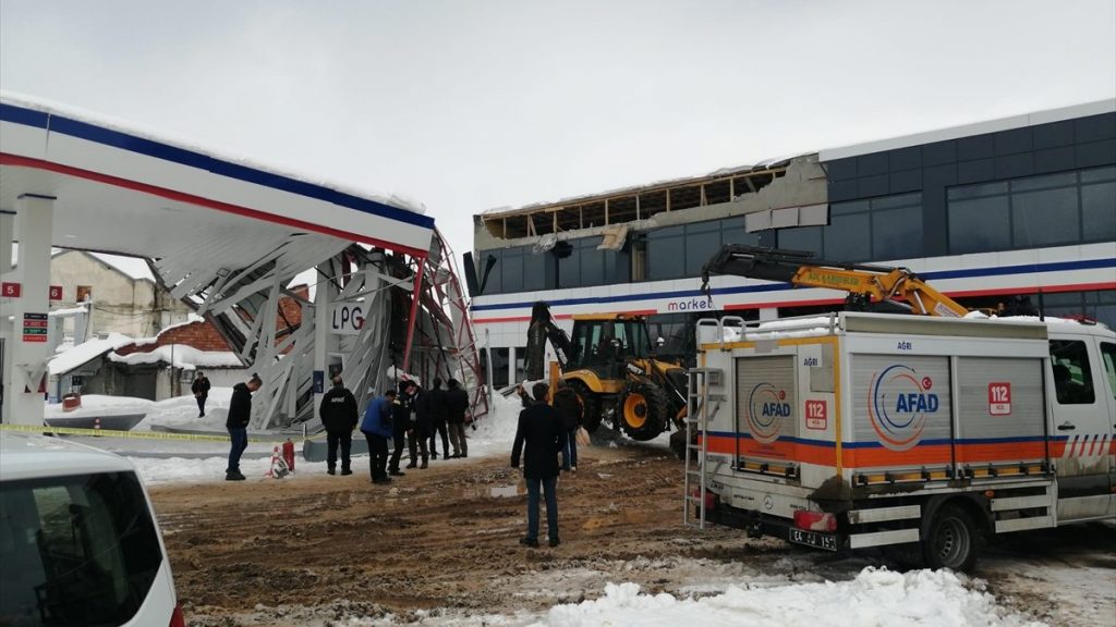 Ağrı’da çatısı çöken istasyondan 5 kişi son anda kurtuldu